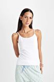 DeFacto Pamuklu İnce Askılı Beyaz İç Atlet-Fall in Love M6858AZ24AUWT34