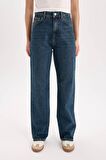 90's Wide Leg Yüksek Bel Geniş Paça Uzun Jean Kar Yıkamalı Pantolon