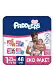 Paddlers Bebek Bezi 1 Numara Yenidoğan 48 Adet (2-5 Kg) Eko Paket
