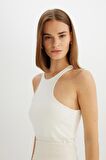 DeFacto Slim Fit Dar Kesim Halter Yaka Basic Düz Atlet C9248AX24SMWT32