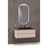 PIER 100 CM SİYAH LAVABOLU BANYO DOLABI  VİZON / KAYIN 