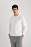 DeFacto Regular Fit Bisiklet Yaka Dokulu Cepli Sweatshirt B6497AX24SPWT32