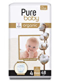 Pure Baby Organik Pamuklu Cırtlı Bez Tekli Paket 4 Numara Maxi 48 Adet