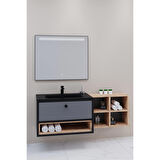 ESPERO 145 CM SİYAH LAVABOLU BANYO DOLABI - BOY DOLAP HARİÇ