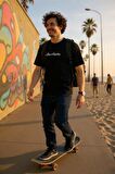 Erkek  Slim Fit Los Angeles Baskılı Pamuklu T-Shirt