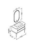 PIER 100 CM SİYAH LAVABOLU BANYO DOLABI VİZON / KAYIN 