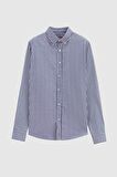 Slim Fit Lacivert Çizgili Gömlek 6HC02ORT10265
