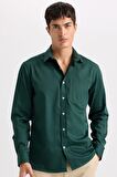 DeFacto Regular Fit Polo Yaka Gabardin Uzun Kollu Gömlek D4934AX24AUGN900