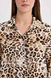 Regular Fit Leopar Desenli Uzun Kollu Gömlek