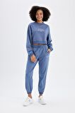 DeFactoFit Oversize Geniş Kalıp Bisiklet Yaka Baskılı Sporcu Sweatshirt C9405AX24AUIN236