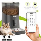 Wero 1080p Ayarlanabilir Kamera, 6 Lt, Wifi Kontrol Kedi / Köpek Besleyici, Pet Feeder, Metal Kase, Siyah