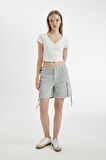 DeFacto Coool Regular Fit Normal Bel Kısa Paça Gabardin Şort D1006AX24SMGR296