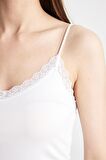 DeFacto Dantel Detaylı İnce Askılı Pamuklu Beyaz İç Atlet-Fall in Love Y5360AZ24AUWT34