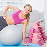 PSSPOR 3 Set Pembe Renk Dambıl Seti + Stand ( 2 Adet 1KG - 2 Adet 2KG - 2 Adet 3KG + Stand )