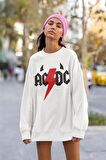 Rock Metal Müzik Grubu Baskılı Unisex Oversize AC DC Sweatshirt