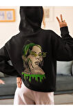 Tasarım Billie Eilish Baskılı Unisex Oversize Tasarım Şarkıcı Hoodie