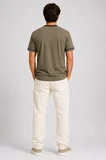 Şerit Detaylı Kontrast Yaka Basic T-Shirt