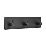 ASKILIK YAPIŞKANLI DİKDÖRTGEN ÇUBUKLU 3 KANCALI MAT SİYAH