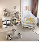 BEBE KONFOR BMO-01 DOGAL MABELA BESIK BEYAZ (BEYAZ-GRI-SARI ORGU SET)