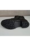 Castle Black 2680 Kadın Deri Kısa Postal Bot Sıyah