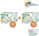 Evony Kids Yumuşak Elastik Kulaklı Renkli Çocuk Maskesi 50 li x 2 Adet