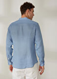 AT.P.CO Slim Fit Düğmeli Yaka Mavi Erkek Gömlek A266DANIELL20-