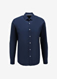 AT.P.CO Slim Fit Gömlek Yaka Koyu Mavi Erkek Gömlek A276CARLOXFI