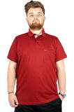 Mode XL Battal Beden Erkek Tshirt Polo Yaka Cepli Klasik Pike 20552 Bordo