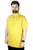 Mode XL Battal Beden Erkek Tshirt Polo Yaka Cepli Klasik Pike 20552 Hardal