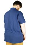 Mode XL Battal Beden Erkek Tshirt Polo Yaka Cepli Klasik Pike 20552 İndigo
