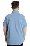 Mode XL Battal Beden Erkek Tshirt Polo Yaka Cepli Klasik Pike 20552 Mavi
