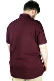 Mode XL Battal Beden Erkek Tshirt Polo Yaka Cepli Klasik Pike 20552 Mürdüm