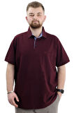 Mode XL Battal Beden Erkek Tshirt Polo Yaka Cepli Klasik Pike 20552 Mürdüm