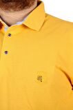 Mode XL Battal Beden Erkek Tshirt Polo Yaka Nakışlı Klasik Pike 20553 Hardal