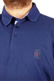 Mode XL Battal Beden Erkek Tshirt Polo Yaka Nakışlı Klasik Pike 20553 İndigo