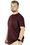 Mode XL Büyük Beden Erkek Tshirt Bisiklet Yaka Basic 20031 Bordo