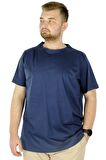 Mode XL Büyük Beden Erkek T-Shirt Basic 20031 İndigo