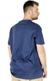 Mode XL Büyük Beden Erkek T-Shirt Basic 20031 İndigo
