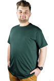 Mode XL Büyük Beden Erkek Tshirt Bisiklet Yaka Basic 20031 Nefti