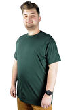 Mode XL Büyük Beden Erkek Tshirt Bisiklet Yaka Basic 20031 Nefti