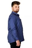 Mode XL Erkek Gömlek UKol Gabardin Çift Cep 20360 İndigo