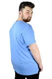 Mode XL Büyük Beden Erkek T-Shirt Basic 20031 Mavi