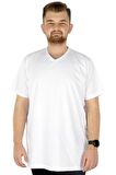 Mode XL Büyük Beden Erkek Tshirt V Yaka Basic 20032 Beyaz