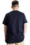 Mode XL Büyük Beden Erkek Tshirt V Yaka 20032 Lacivert