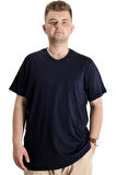 Mode XL Büyük Beden Erkek Tshirt V Yaka 20032 Lacivert
