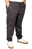 Mode XL Büyük Beden Keten Kargo Jogger Valencia 21911 Antrasit