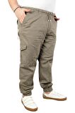 Mode XL Büyük Beden Erkek Keten Kargo Jogger Valencia 21911 Bej