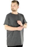 Mode XL Büyük Beden Likralı T-shirt Bisiklet Yaka 20149 Antramelanj