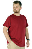 Mode XL Büyük Beden Likralı T-shirt Bisiklet Yaka 20149  Bordo