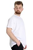 Mode XL Büyük Beden Likralı T-shirt Bisiklet Yaka 20149  Beyaz